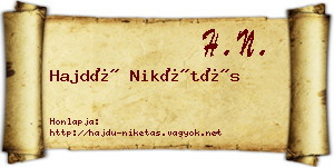 Hajdú Nikétás névjegykártya